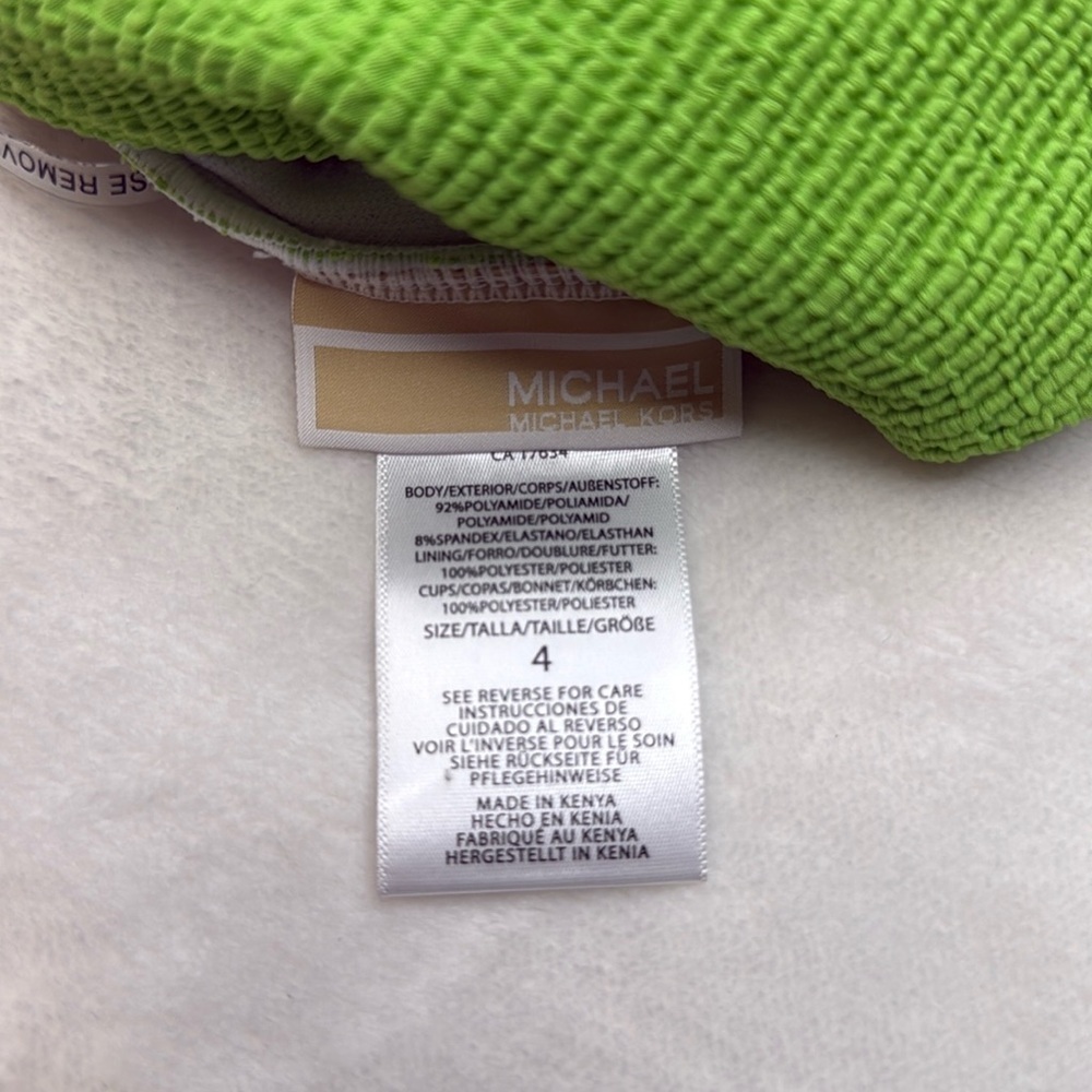 Michael Kors One Piece Cut Out One-Shoulder Lime Green Swimsuit- Size 4- NWT - Picture 8 of 8